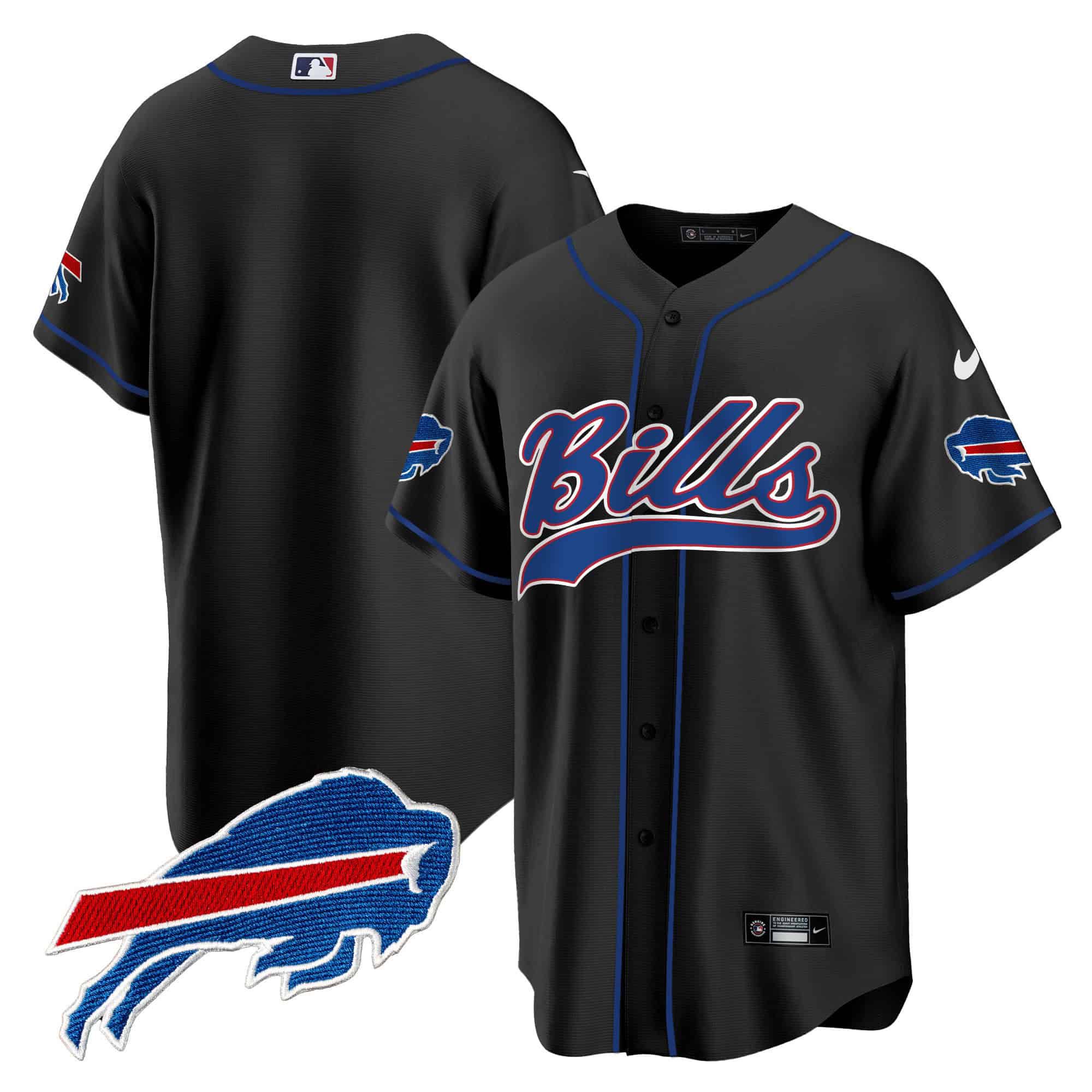 Men Buffalo Bills Blank Black 2024 Nike Baseball Game NFL Jersey